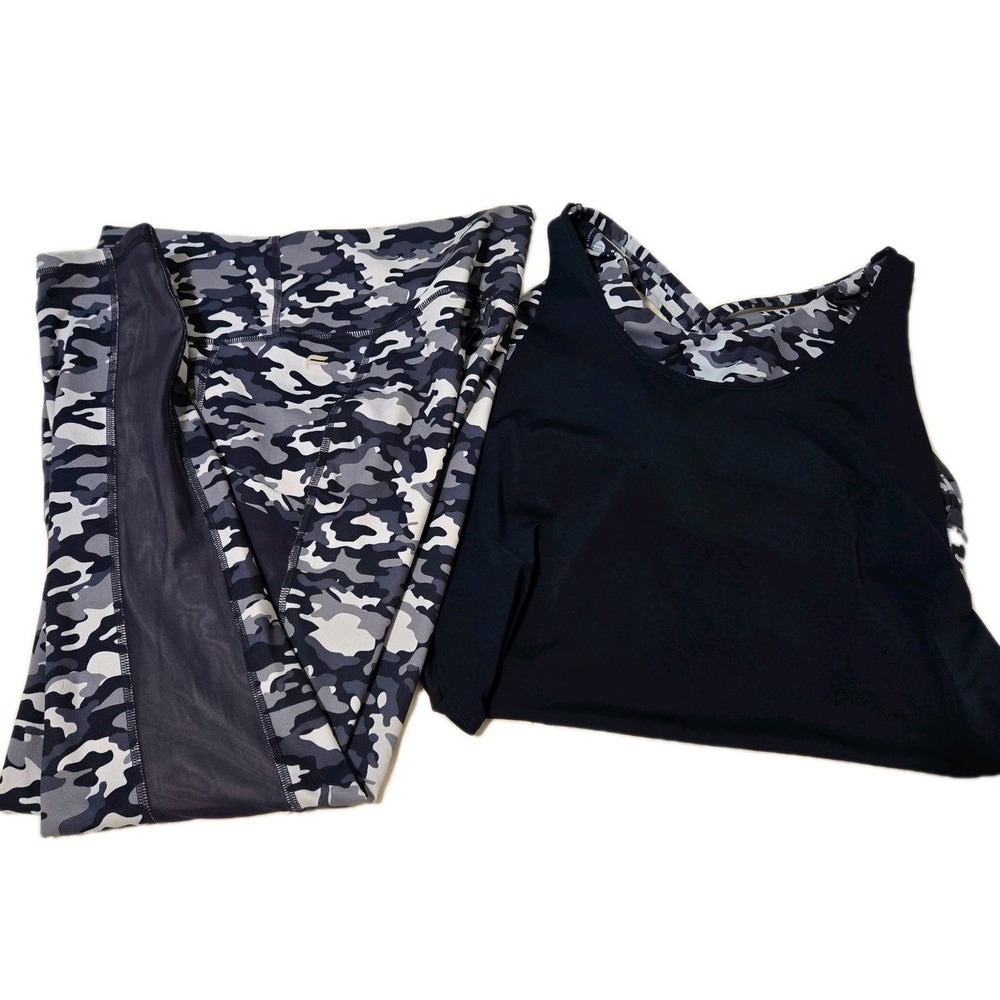 Fabletics 2 Piece Set Power Hold Leggings Giselle Padded Swing Tank Top Medium